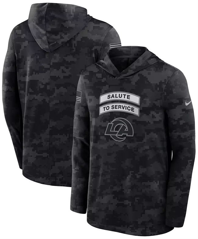 Men's Black Los Angeles Rams 2026 Salute to Service Sideline Lightweight Hoodie Dri-FIT LongSleeve Top